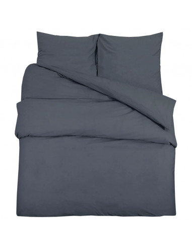 Set Copripiumino Antracite 140x200 cm in Microfibra Leggera