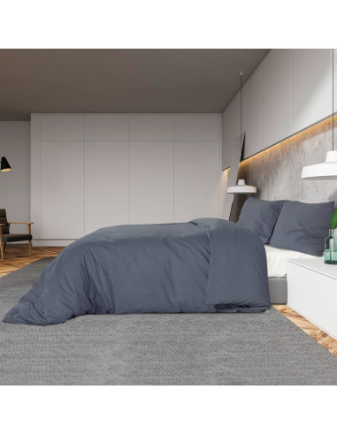 Set Copripiumino Antracite 200x200 cm in Microfibra Leggera