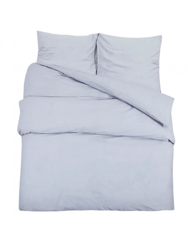 Set Copripiumino Grigio 200x200 cm in Microfibra Leggera