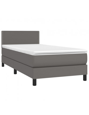 Giroletto Molle con Materasso e LED Grigio 90x200cm Similpelle