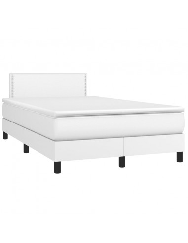 Giroletto Molle con Materasso e LED Bianco 120x200cm Similpelle