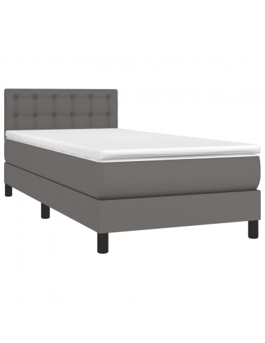 Giroletto Molle con Materasso e LED Grigio 80x200cm Similpelle