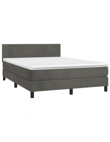 Letto a Molle con Materasso e LED Grigio Scuro 140x200 cm