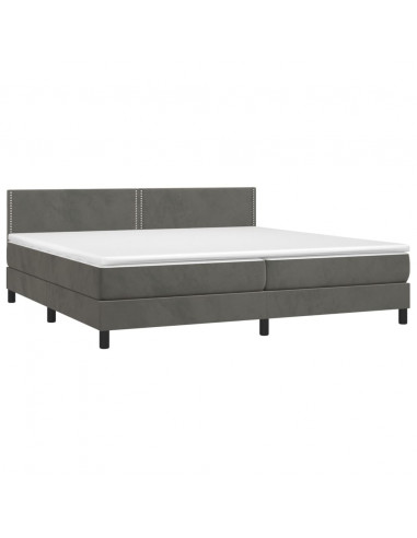 Letto a Molle con Materasso e LED Grigio Scuro 200x200 cm