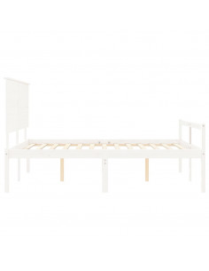 Letto per Anziani con Testiera Bianco King Legno Massello 2