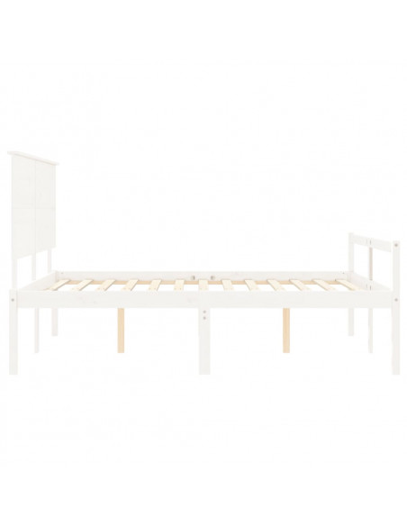 Letto per Anziani con Testiera Bianco King Legno Massello