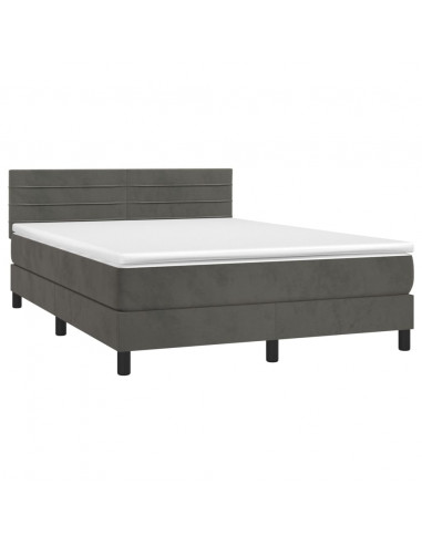 Letto a Molle con Materasso e LED Grigio Scuro 140x200 cm