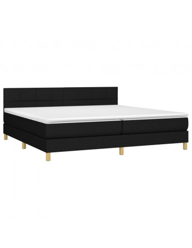 Letto a Molle Materasso e LED Nero 200x200cm in Tessuto