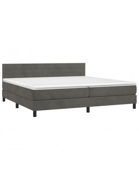 Letto a Molle con Materasso e LED Grigio Scuro 200x200 cm