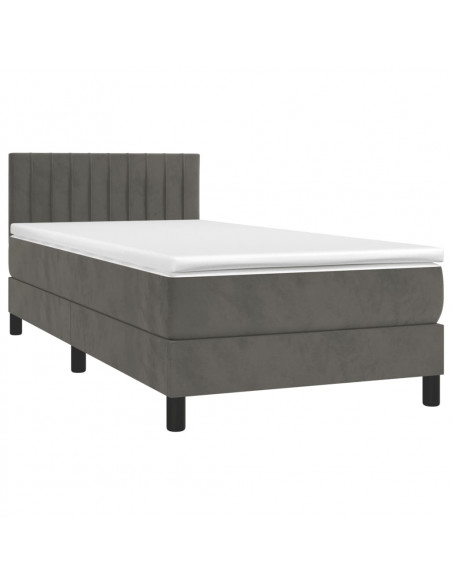 Letto a Molle con Materasso e LED Grigio Scuro 100x200 cm