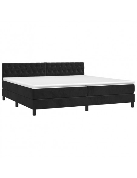 Letto a Molle con Materasso e LED Nero 200x200 cm in Velluto