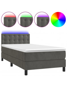 Letto a Molle con Materasso e LED Grigio Scuro 100x200 cm 2