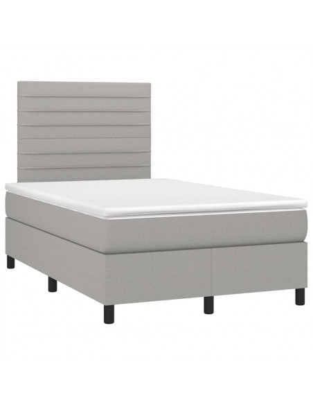 Letto a Molle Materasso e LED Grigio Chiaro 120x200 cm Tessuto