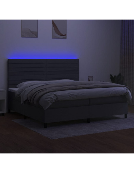 Letto a Molle Materasso e LED Grigio Scuro 200x200cm in Tessuto
