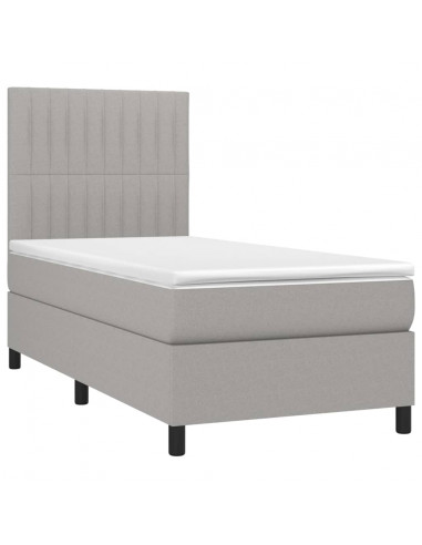 Letto a Molle Materasso e LED Grigio Chiaro 90x200 cm Tessuto