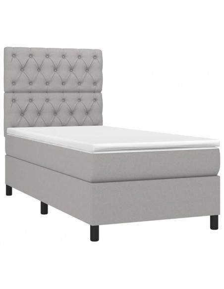 Letto a Molle Materasso e LED Grigio Chiaro 80x200 cm Tessuto
