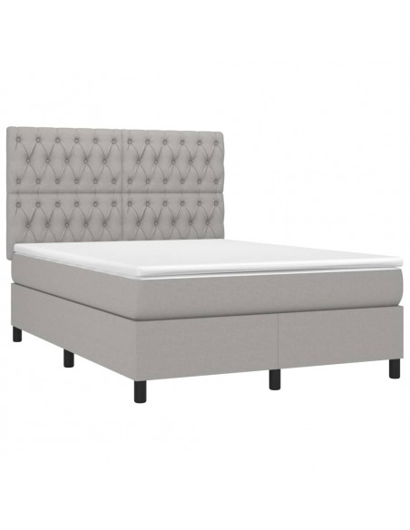 Letto a Molle Materasso e LED Grigio Chiaro 140x200 cm Tessuto