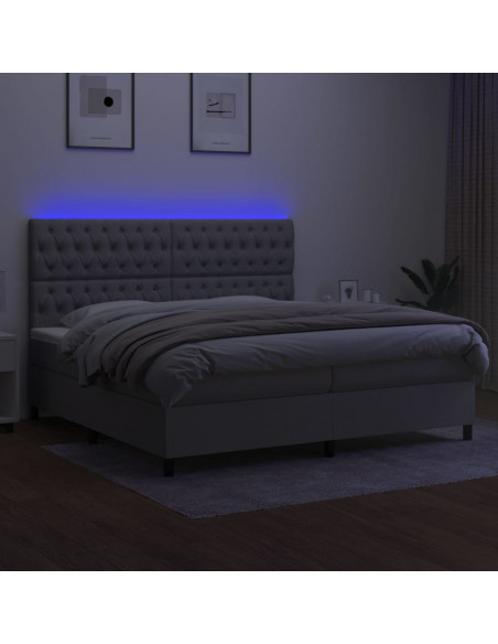 Letto a Molle Materasso e LED Grigio Chiaro 200x200 cm Tessuto
