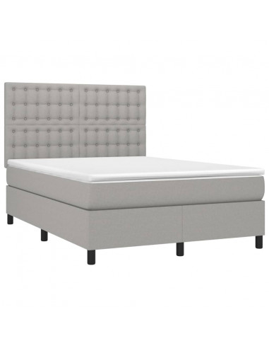 Letto a Molle Materasso e LED Grigio Chiaro 140x200 cm Tessuto