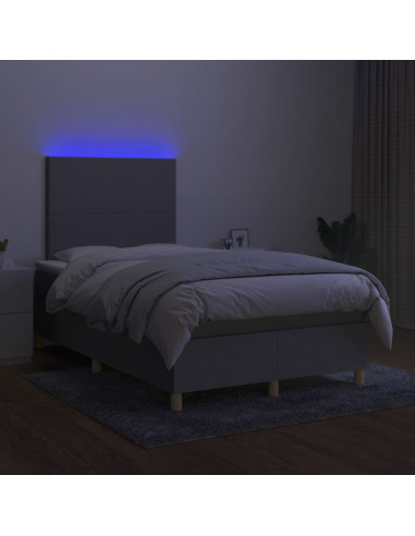 Letto a Molle Materasso e LED Grigio Chiaro 120x200 cm Tessuto