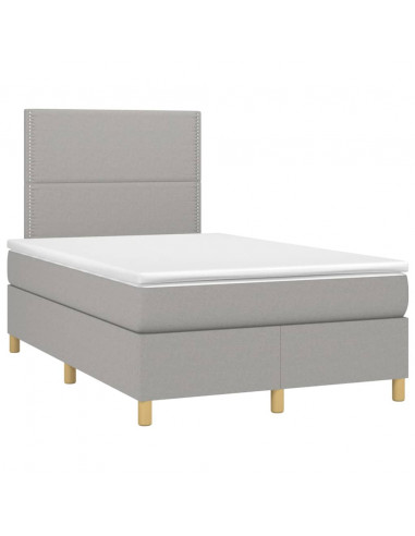 Letto a Molle Materasso e LED Grigio Chiaro 120x200 cm Tessuto
