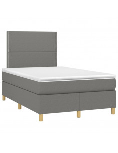 Letto a Molle Materasso e LED Grigio Scuro 120x200cm in Tessuto 2