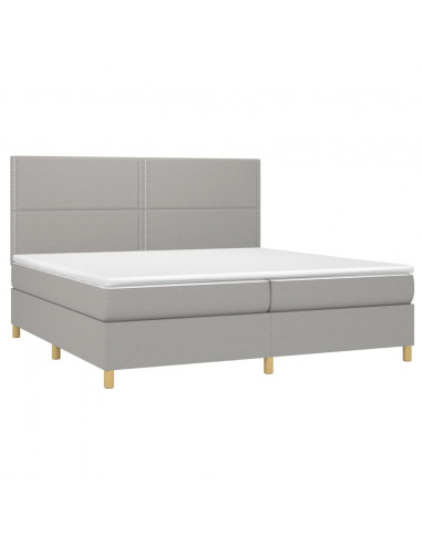 Letto a Molle Materasso e LED Grigio Chiaro 200x200 cm Tessuto