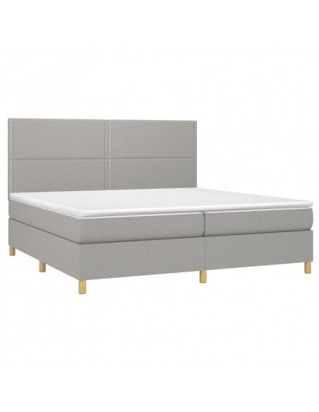 Letto a Molle Materasso e LED Grigio Chiaro 200x200 cm Tessuto