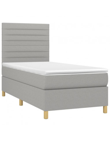 Letto a Molle Materasso e LED Grigio Chiaro 80x200 cm Tessuto