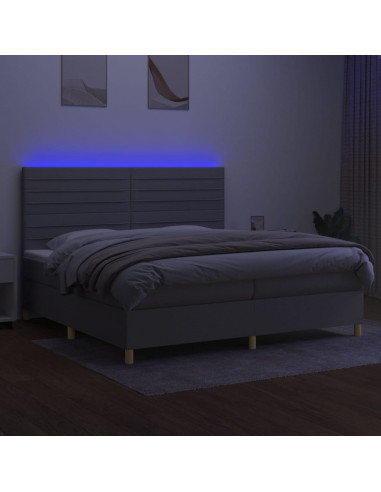 Letto a Molle Materasso e LED Grigio Chiaro 200x200 cm Tessuto