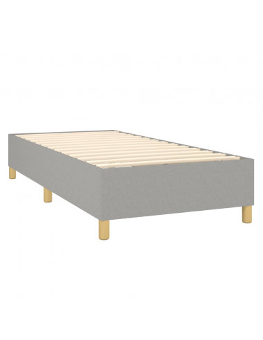 Letto a Molle Materasso e LED Grigio Chiaro 100x200 cm Tessuto
