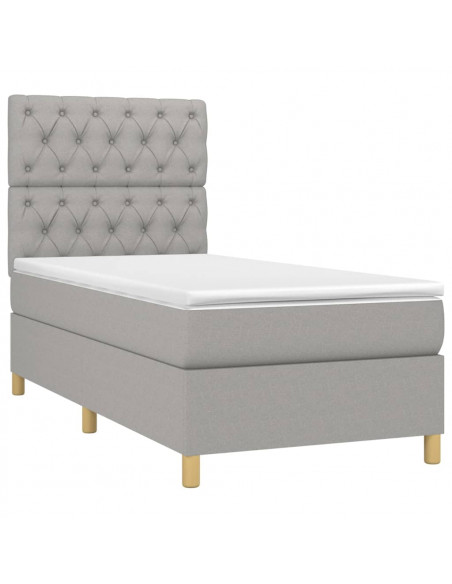 Letto a Molle Materasso e LED Grigio Chiaro 80x200 cm Tessuto