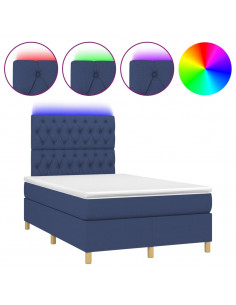Letto a Molle con Materasso e LED Blu 120x200cm in Tessuto 2