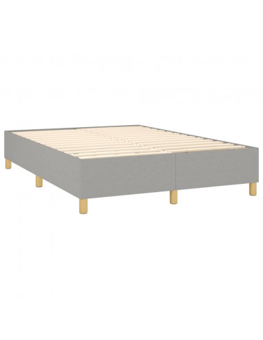 Letto a Molle Materasso e LED Grigio Chiaro 140x190 cm Tessuto