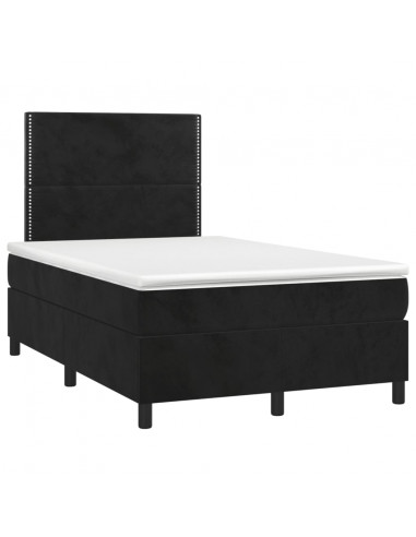 Letto a Molle con Materasso e LED Nero 120x200 cm in Velluto