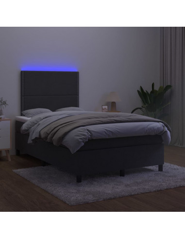 Letto a Molle con Materasso e LED Nero 120x200 cm in Velluto