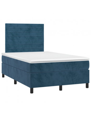 Letto a Molle con Materasso e LED Blu Scuro 120x200cm