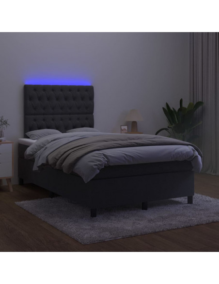 Letto a Molle con Materasso e LED Nero 120x200 cm in Velluto