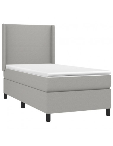Letto a Molle Materasso e LED Grigio Chiaro 100x200 cm Tessuto