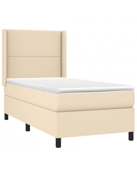 Letto a Molle con Materasso e LED Crema 90x190 cm in Tessuto