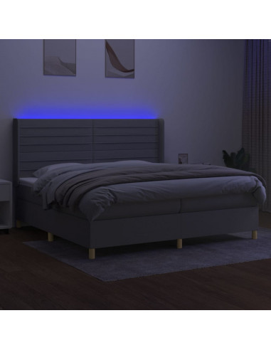 Letto a Molle Materasso e LED Grigio Chiaro 200x200 cm Tessuto