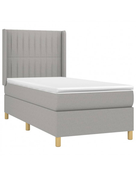 Letto a Molle Materasso e LED Grigio Chiaro 90x190 cm Tessuto