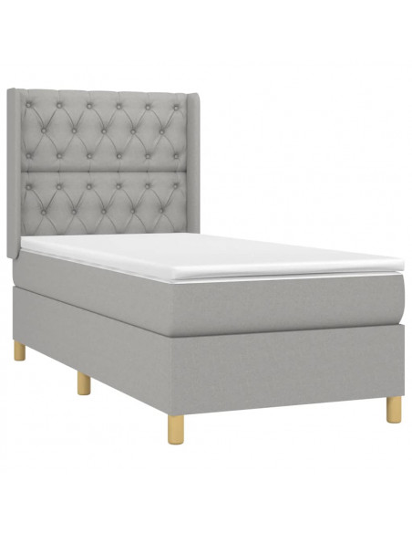 Letto a Molle Materasso e LED Grigio Chiaro 80x200 cm Tessuto