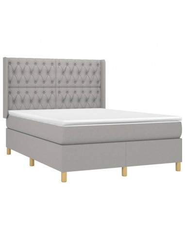 Letto a Molle Materasso e LED Grigio Chiaro 140x200 cm Tessuto