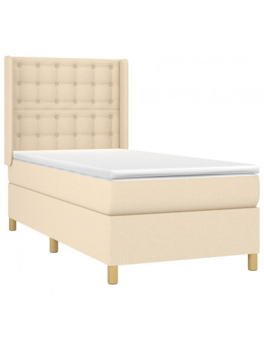 Letto a Molle con Materasso e LED Crema 100x200cm in Tessuto