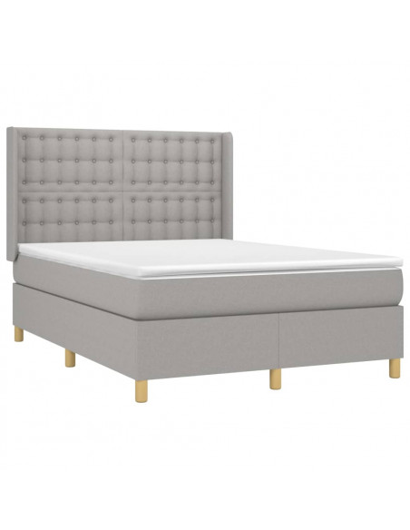 Letto a Molle Materasso e LED Grigio Chiaro 140x190 cm Tessuto