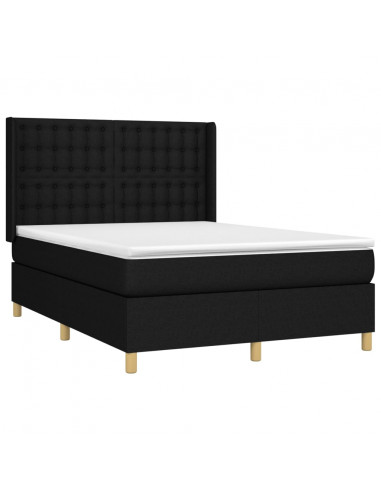 Letto a Molle con Materasso e LED Nero 140x200 cm in Tessuto