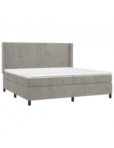 Letto a Molle Materasso e LED Grigio Chiaro 200x200 cm Velluto