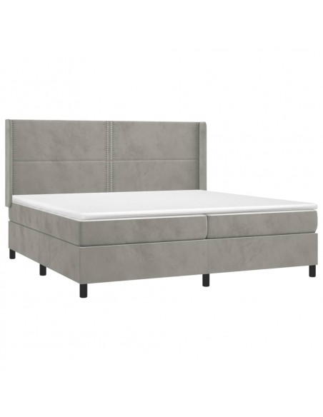Letto a Molle Materasso e LED Grigio Chiaro 200x200 cm Velluto