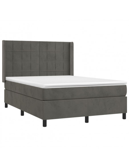 Letto a Molle con Materasso e LED Grigio Scuro 140x200 cm